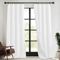 RYB HOME 4 in 1 Set Dust Filter - Soundproof - Blackout - Insulating, Energy Efficiency Linen Curtains for Kids Bedroom Living Room Divider Apartment Hotel Office Theatre, White, W 52 x L 95, 2 Pcs