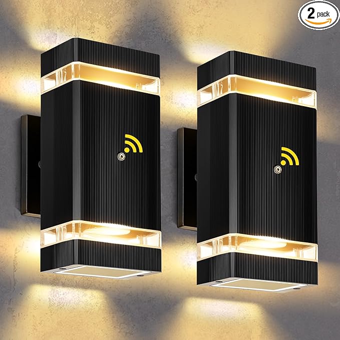 MZLITI Dusk to Dawn Outdoor Lighting 2Pack, 3000K Warm White Outdoor Wall Lights, Up and Down Porch Lights, Waterproof Outdoor Lights for House Hallway Garden Corridor