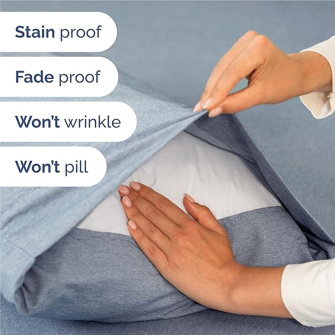 Twin XL 4 Piece Sheet Set - Cooling & Breathable - Hotel Luxury Bedding, Includes Fitted Sheet for Women, Men, Kids & Teens - 1 Flat, 1 Fitted Sheet, 2 Pillowcases w/Deep Pockets - Heathered Blue