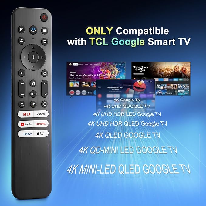 Replacement Remote Only for TCL-Google-TV-Remote-Control, for TCL 4K Google Smart TV UHD HDR QD-MINI-LED QLED