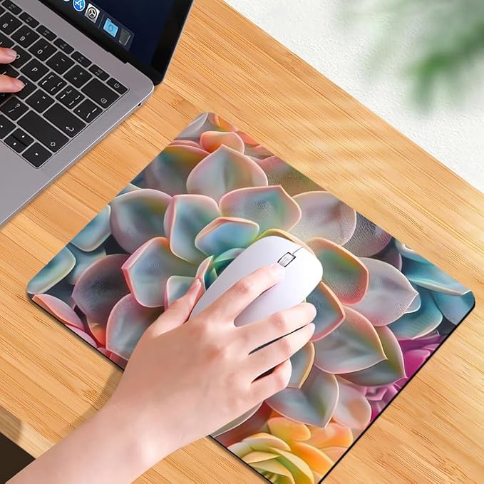 Succulent Square Mouse pad, Texture, Waterproof, Anti Slip Rubber Base, Computer Mouse pad, Laptop Mouse pad