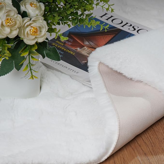 Latepis Washable Rugs 3x5 White Fluffy Shag Rug Shaggy Rug for Living Room Super Soft Area Rugs for Bedroom Nursery