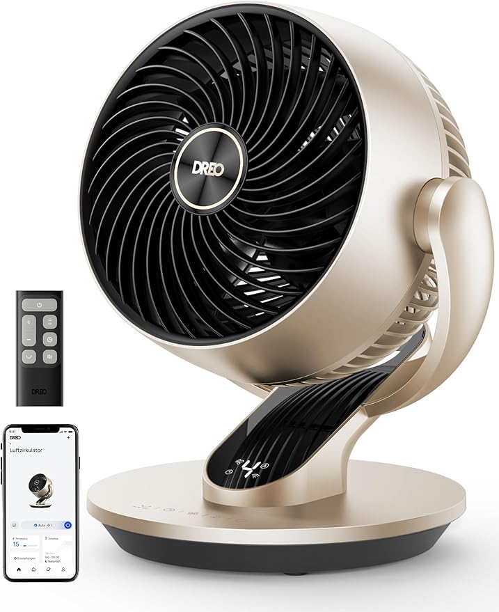 Dreo Smart Desk Fan for Bedroom, 13" Powerful 70 ft Whole Room Air Circulator Fan, 120°+90° Oscillating Fans with Voice Control, 4 Speeds, 5 Modes, 12H Timer Portable Table Fan for Office, Home