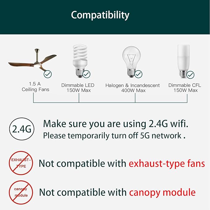 Humpptom Universal Ceiling Fan Remote Control, Ceiling Fan Wall Switch UC9050T, UC9050T Ceiling Fan Wall Remote Control Compatible with Hampton Bay Harbor Breeze Hunter