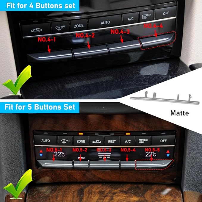 Jaronx Compatible with Mercedes Benz AC Button Trim E Class W212, Air Conditioning Climate Control Button Chrome Silver Trim for E Class W212 E63 AMG E250 E350 E400 E550 2010-2017 (Matte)