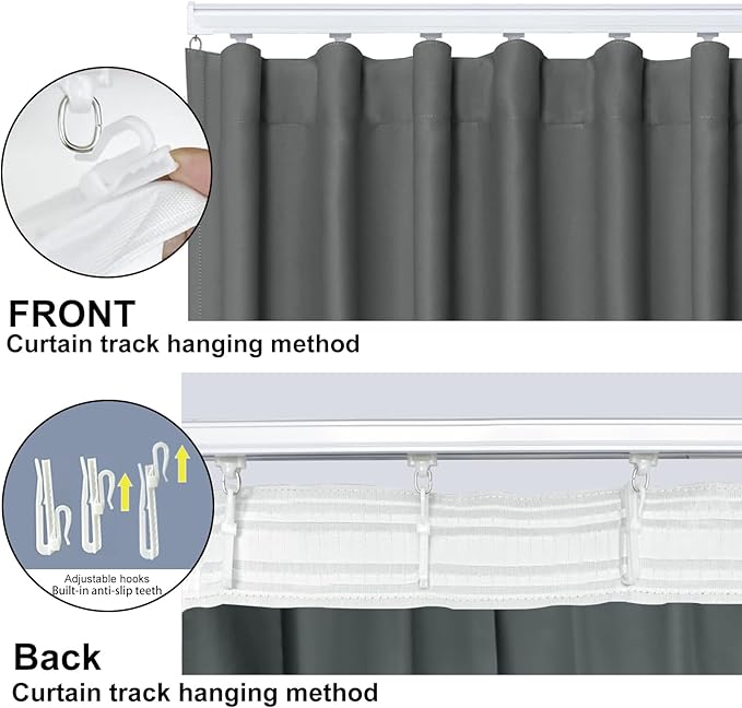 Room Divider Blackout Curtain Track Curtains Wall Dividers Panels Screen for Living Rooms Bedroom Office Privacy Partition Separation, W120 × L96 Inch,1 Panel, Grey