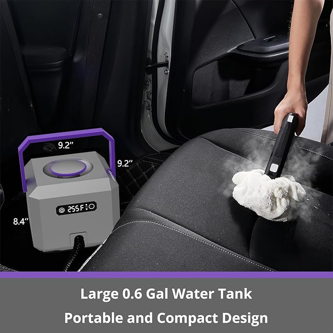 awasky Canister Steam Cleaner: 50-Sec Heat-Up, 0.6 Gal Tank Refill Anytime (Non-Pressurized), 1650W, 60 PSI, 21-Pcs Kit, Dry/Wet Modes, Detachable Hose for Tile Grout Furniture Floor Car Cleaning Gray