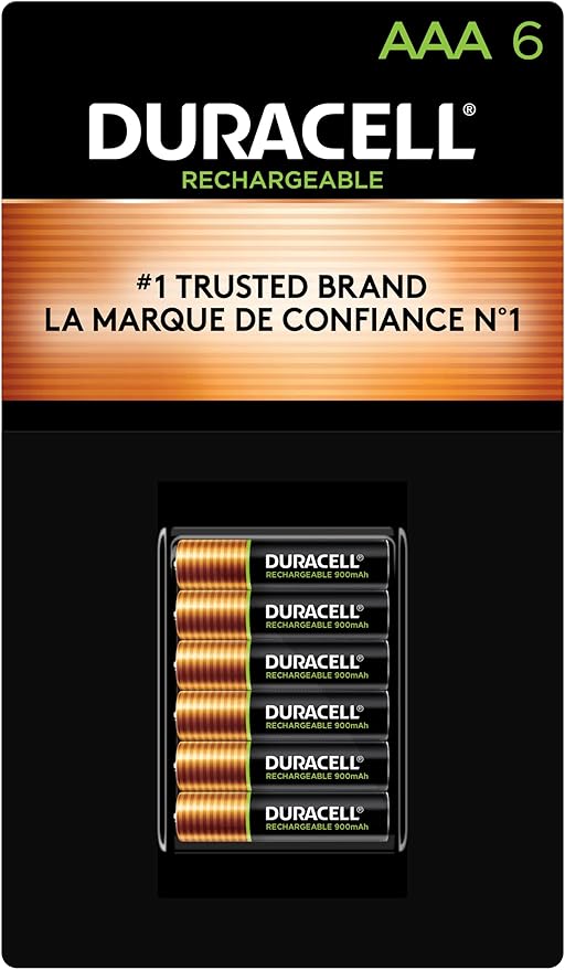 Duracell Rechargeable AAA Batteries, 6 Count (Pack of 1) Triple A Battery for Long-lasting Power, All-Purpose Pre-Charged Battery for Household and Business Devices