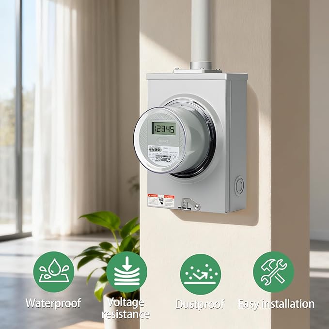 Digital Electric Meter for RV & Home, 240V, CL200 KWH Watt Meter for RV Pedestal & Household Electricity Monitoring