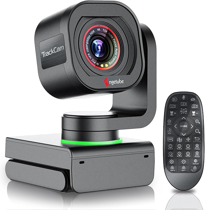 Angetube TrackCam 4K Webcam for PC/Mac - AI Tracking USB 3.0 Streaming Camera with Remote Control, Gesture Control, PTZ, HDR, Microphones, Web Camera for Desktop Computer, Laptop, Meeting, Video Call