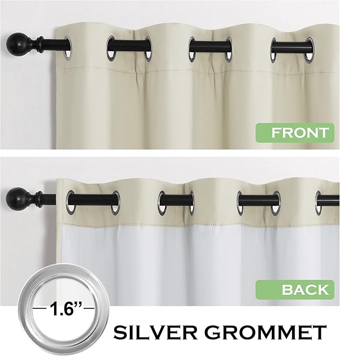 KGORGE Anti Dust Soundproof 100% Blackout Curtains 4 Layers Heavy Duty Energy Efficiency Window Curtains for Living Room Baby Bedroom Home Office Studio, W 52 x L 90 inches, Cream Beige, 2 Panels