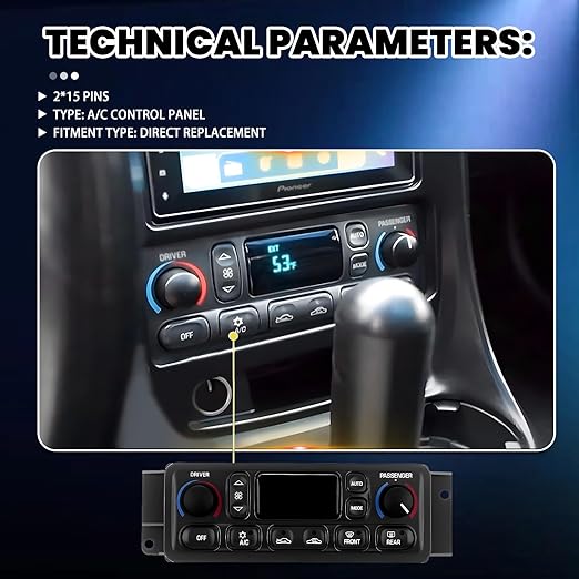 09352181 AC Climate Control Module Compatible with 1997-2004 Chevy Corvette C5 5.7L OE# 10345293, 16254311, 09380441 - A/C Heater Control Panel Switch