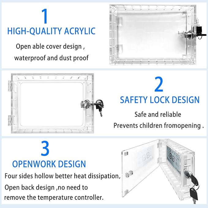 Young Dance Universal Thermostat Lock Box with Key,Clear Large Thermostats Guard for Thermostat on Wall,Thermostat Cover Fits Thermostats 6.5" H x 4.72" W x 1.97" D or Smaller (1 Set)