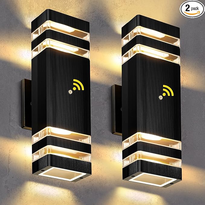 MZLITI Exterior Lighting Fixtures Dusk to Dawn 2 Pack, 3000K Warm White Outdoor Wall Lights, Up and Down Porch Lights, Waterproof Outdoor Lights for House Porch Patio