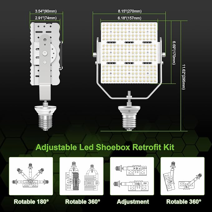 OPENLUX LED Shoebox Retrofit Kit 150W 21750LM E39 Mogul Base ETL DLC Listed 5000K LED Retrofit Light for Parking Lot Lights Tennis Court AC100-277V