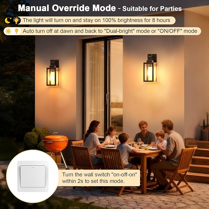 LTBLIGHT 2-Pack Motion Sensor Outdoor Porch Lights, Vintage Black-Gold Dusk to Dawn Exterior Lighting Fixtures, Waterproof Wall Sconces with 3 Modes for House, Yard, Garage, Garden