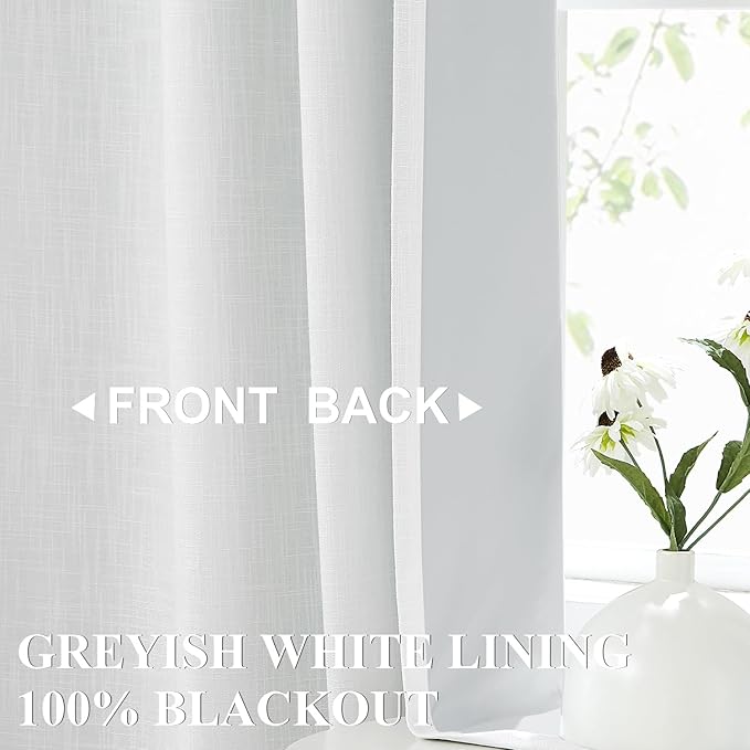 Vision Home White Full Blackout Curtains Back Tab Rod Pocket for Bedroom Living Room Thermal Insulated Window Treatment Panels 84 inch Modern Room Darkening Soundproof White Drapes 50" Wx84 Lx2
