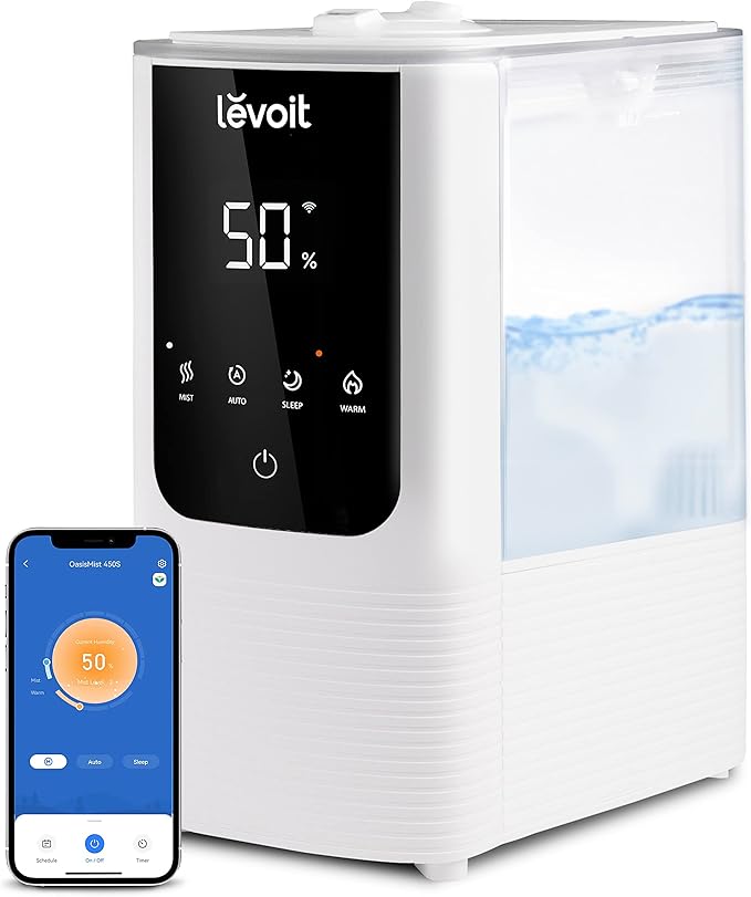 LEVOIT OasisMist Smart Cool and Warm Mist Humidifiers & 10-Pack Top Fill Humidifier Replacement Filters & Humidifier Replacement Filters 10-Pack, Mineral Absorption Pad