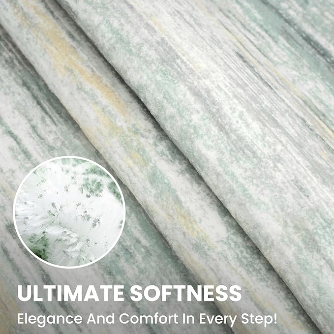 2x6 Modern Abstract Runner Rug for Hallways, Green Yellow Super Soft Hallway Decor Kitchen Rugs with Non-Slip, Non-Shedding Washable Rug for Entryway Bedroom Indoor