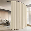 Room Divider Curtains with Ceiling Curtain Track Set Window Curtain for Bedroom,Living Room Total Blackout Thermal Insulated Privacy Ceiling Track Curtain W 15 × H 8 FT Beige drape&Black track