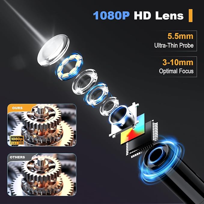 Endoscope Camera with Light: 4.3" Inspection Borescope Camera for Sewer - 16.4ft Waterproof Industrial Endoscope - Flexible Snake Bore Scope for Plumbing Automotive