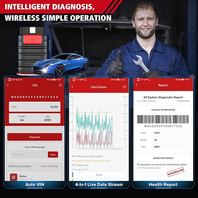 KINGBOLEN Ediag OBD2 Scanner Bluetooth, Bidirectional Scanner All System Diagnostic Tool for iOS & Android, Active Test,15+ Reset Function, FCA AutoAuth, 1 Year Update