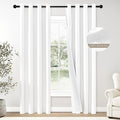 ChrisDowa 100% Blackout Pure White Solid Curtains 84 Inches Long 2 Panels for Bedroom Living Room,Farmhouse Room Darkening Thermal Insulated Soundproof Grommet Top Window Treatment Drapes,52x84