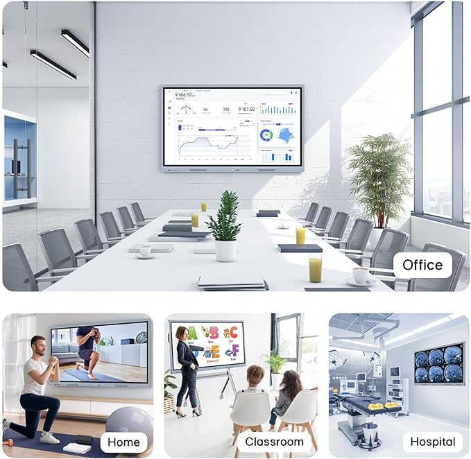 JYXCN Smart Board Collaboration Hub, 55" Digital Interactive Whiteboard Display with 4K Touchscreen, Dual System, Electronic Smartboard for Classroom Office Home(Wall Mount Included)