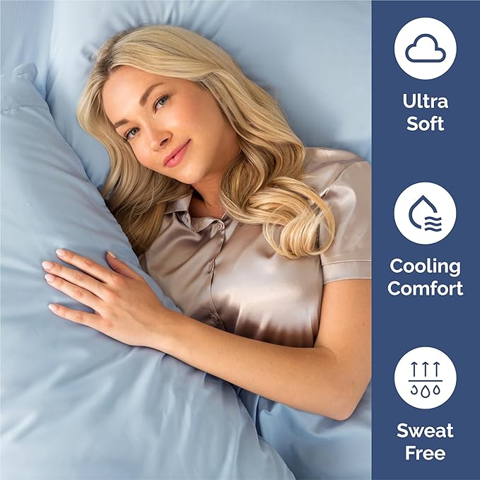Cal King 6 Piece Sheet Set - Cooling, Comfy & Breathable - Hotel Luxury Bedding, Includes Fitted Sheet for Women, Men, Kids & Teens - 1 Flat, 1 Fitted Sheet, 4 Pillowcases w/Deep Pockets - Sky Blue