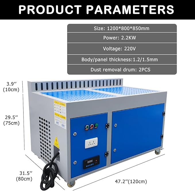 HayWHNKN Metal Working Downdraft Table Dust Collector Vacuum Welding Multi-stage Purification Dust Collector for Grinding Polishing Dusting Welding 31.5''*47.2'' 220V