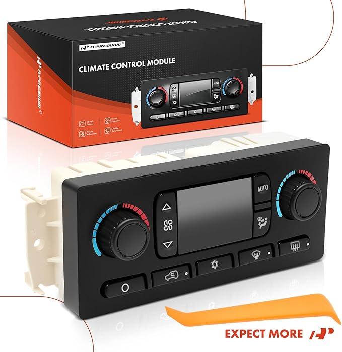 A-Premium Automatic Climate Control Module A/C & Heater Control Panel Compatible with Chevy, GMC & Cadillac - 2005 2006 2007 Silverado 1500, Sierra 1500, Tahoe, Yukon - with Rear Window Defogger
