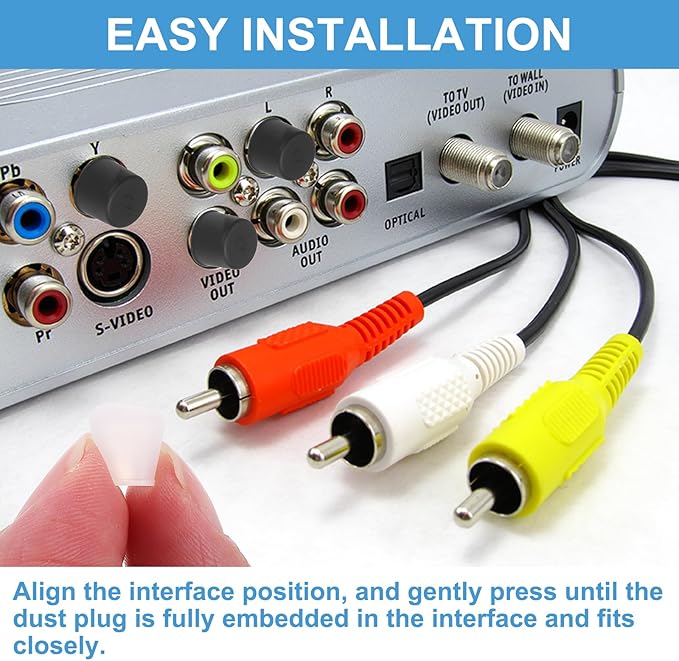PATIKIL RCA Anti Dust Plug Dustproof Cover, 5pcs 0.4"/10mm Port Stopper Protector Silicone RCA Female Connector for TV Speaker Set-Top Boxes DVD Players Projectors, Clear