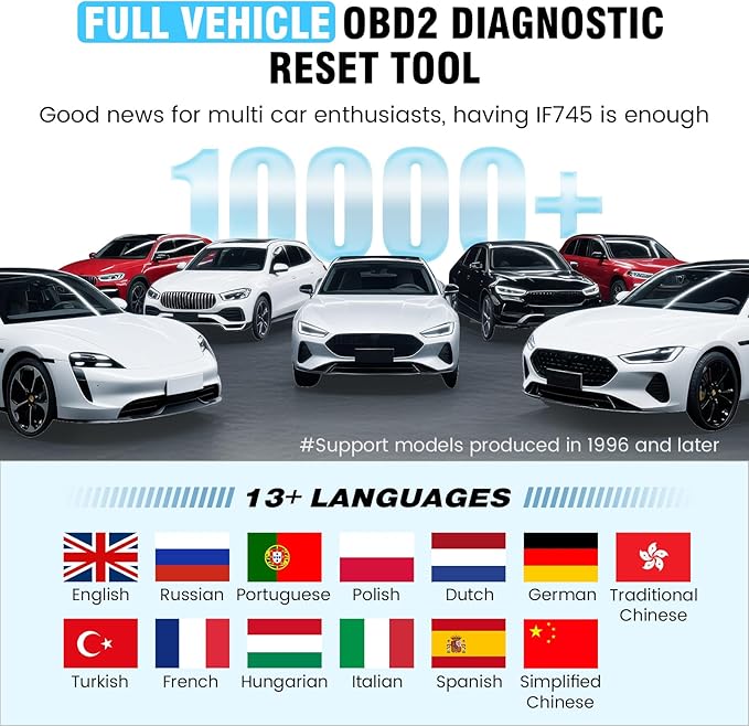 2026 BOSSCOMM IF745 OBD2 Scanner, All Systems Car Code Reader Scan Tool with 6 Resets, ABS Bleeding/Oil/EPB/SAS/Throttle/Battery, Car Scanner Diagnostic Tool for All Vehicles, Lifetime Free Update