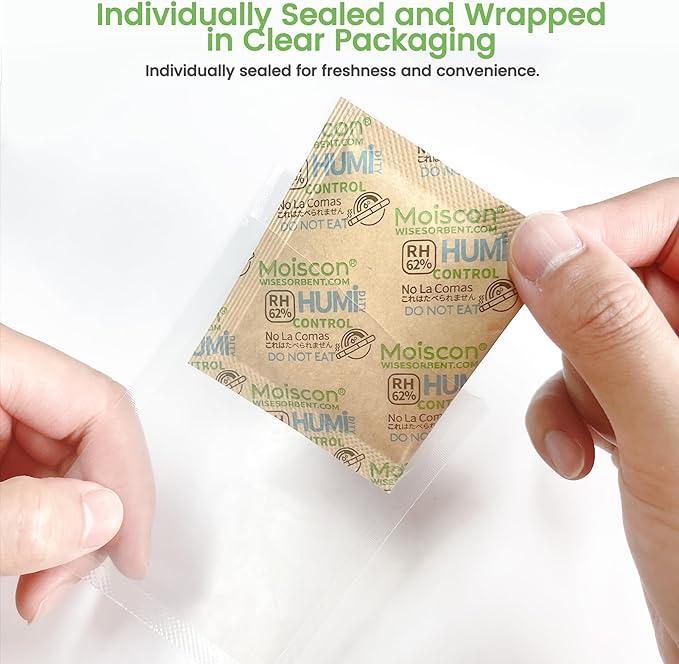 Wisesorb 960 Pack 62% Size 8 Two-Way Humidity Control Packs, 8 Gram for Storing 1 oz, Moisture Control Packets Individually Wrapped