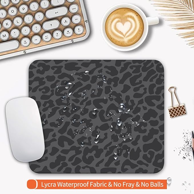 Armanza Square Mouse Pad Black Leopard,Personalized Premium-Textured Custom Mouse Mat Design,Washable Mousepad Cloth,Non-Slip Rubber Base Computer Mouse Pads for Wireless Mouse