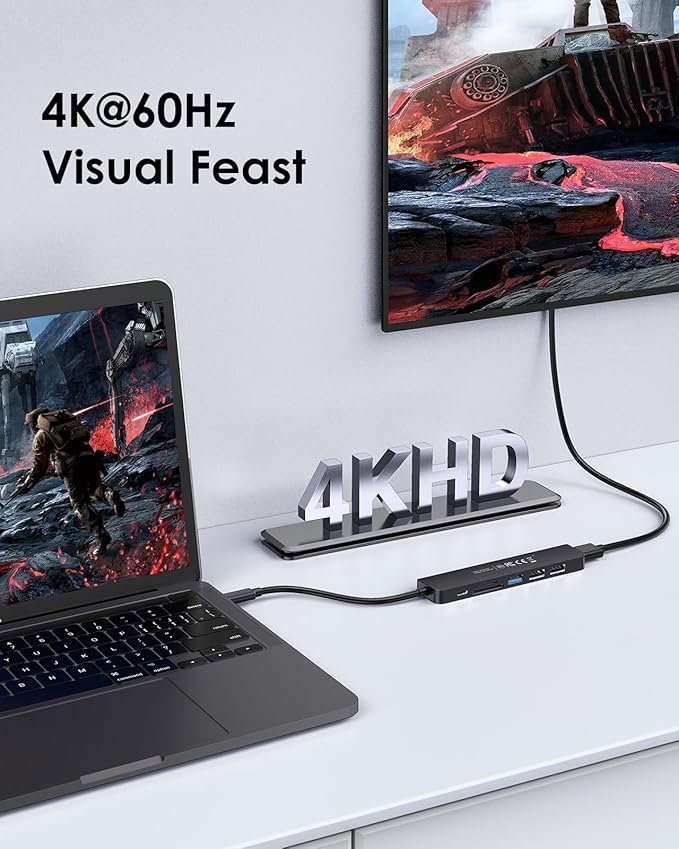 LENTION USB C Hub with 100W Charging, 4K@60Hz HDMI, Dual Card Reader, USB 3.0 & 2.0 Compatible 2025-2016 MacBook Pro, New Mac Air/Surface, Chromebook, More, Stable Driver Adapter (CB-CE18p.Black)