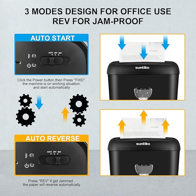 Suntiko 14 Sheet Cross Cut Paper Shredder for Home Office Use with P-4 High Security and 6.6 Gallon Bin for Credit Cards CDs or Staples ETL Certified Black