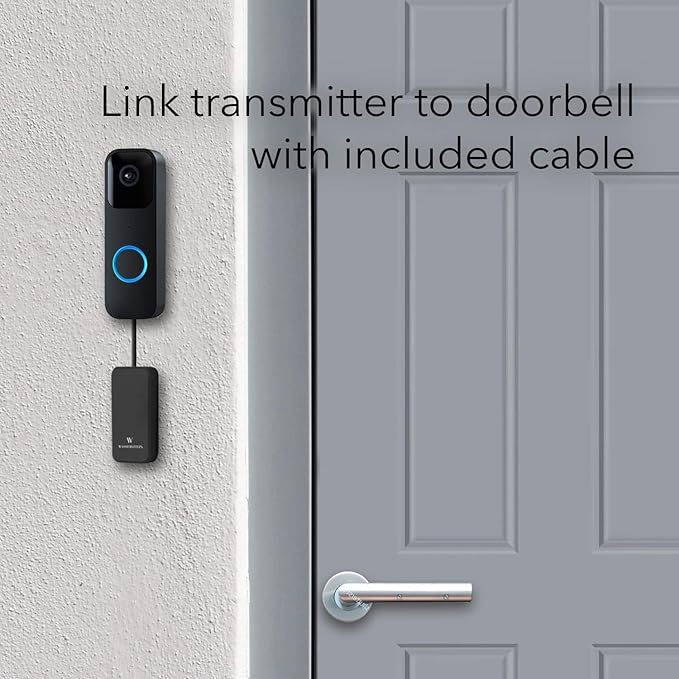 Wasserstein Doorbell Chime - Compatible with Blink Video Doorbell (1-Pack, Black)