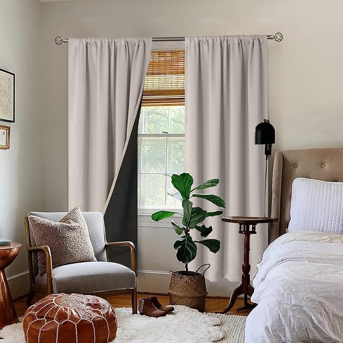 BGment Cashmere Blackout Curtains for Bedroom, Full Room Darkening Thermal Insulated Soundproof Rod Pocket Window Curtains Drapes 72 Inch Length, 2 Panels, Each Panel 42 Inch Wide