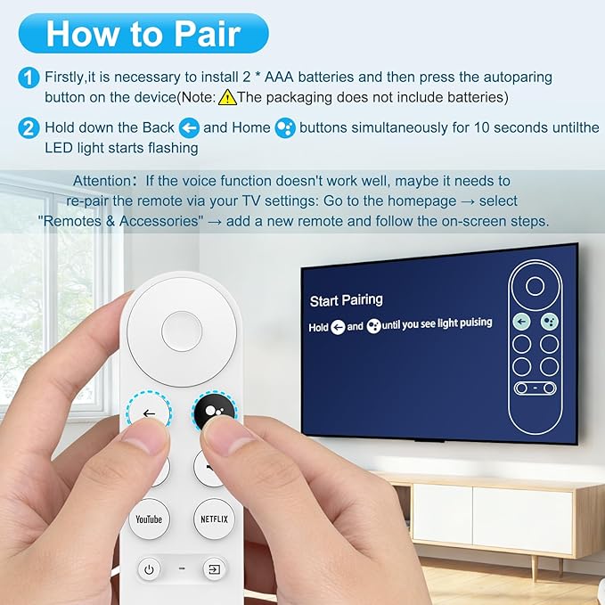 Replacement Voice Remote for Google-Chromecast-Remote, for Chromecast with Google TV Remote 4K/HD & Google TV Streamer 4K