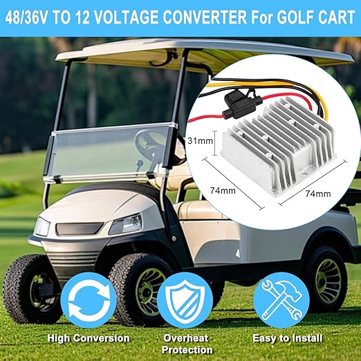 SUPERNIGHT 48V 36V to 12V Voltage Converter 240W 20A Regulator Step Down to 12V DC- DC Convert Reducer with Fuse Waterproof Power Supply Transformer Module for Golf Cart Scooters