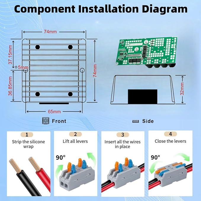 Golf Cart Accessories 10A 240W DC-DC 36V 48V Step Down to 24V Converter Golf Cart Voltage Reducer Regulator Waterproof Transformer with Fuse