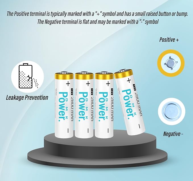 DMK POWER Rechargeable High Capacity Batteries 1.2V NiMH Low Self Discharge (AA White 2800MAH (8 Pieces))