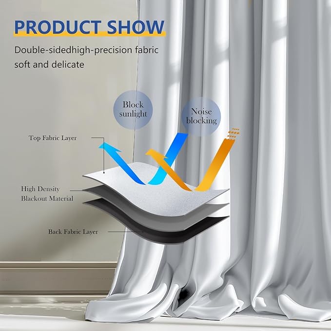Room Divider Blackout Curtain Track Curtains Wall Dividers Panels Screen for Living Rooms Bedroom Office Privacy Partition Separation, W150 × L108 Inch,1 Panel, White