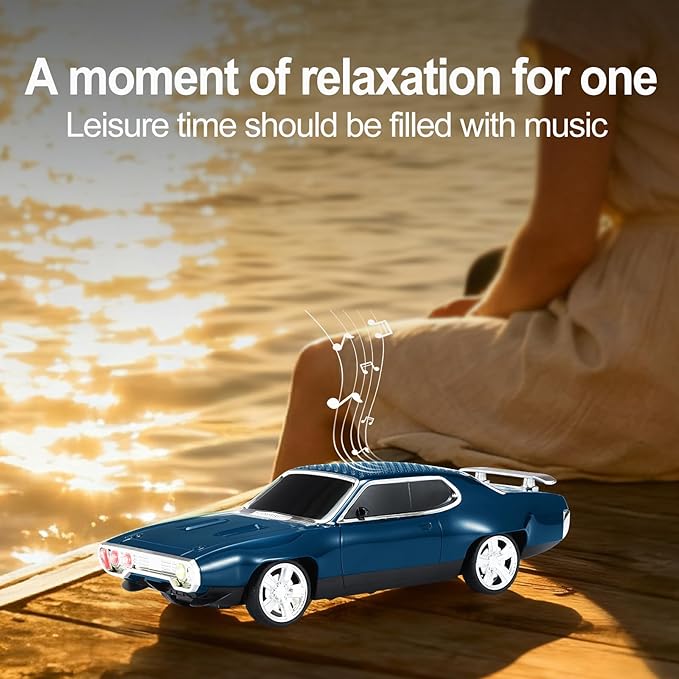 Retro Car Bluetooth Speaker with HD Stereo Sound, TWS Pairing, LED Party Lights, Built-in Microphone, Portable Wireless American Vintage-Style Bluetooth Speaker for Home, Office & Outdoor (Blue)