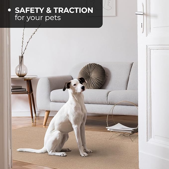 House, Home and More Skid-Resistant Carpet Indoor Area Rug Floor Mat - Pebble Beige - 6 Ft X 9 Ft - Non Slip Rubber Backing, Stain Resistant, Dog Friendly, Living Room Bedroom Kitchen Entryway