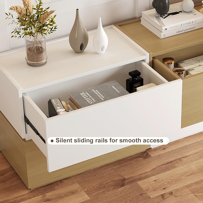 Stackable Storage Drawers, Modular Modern Nightstands with Wooden Drawers, Small Storage Cabinet, Wooden Drawer Storage Organize, Available in 2 Sizes for Versatile Use Walnut Large