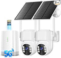 Security Cameras Wireless Outdoor 5G& 2.4G, No Subscription, 2 Cam-Kit,4MP Solar Powered Home Security Cameras System With 360°PTZ,128GB Local Storage,Color Night Vision WiFi Cameras for Home Security