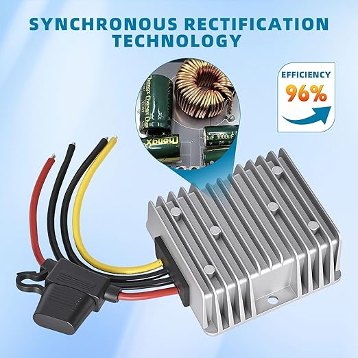 AIUWIZO 20A 240W Golf Cart DC-DC 24V 36V 48V to 12V Waterproof Converter Voltage Regulator Reducer Transformer with Fuse, Professional Step Down Converter