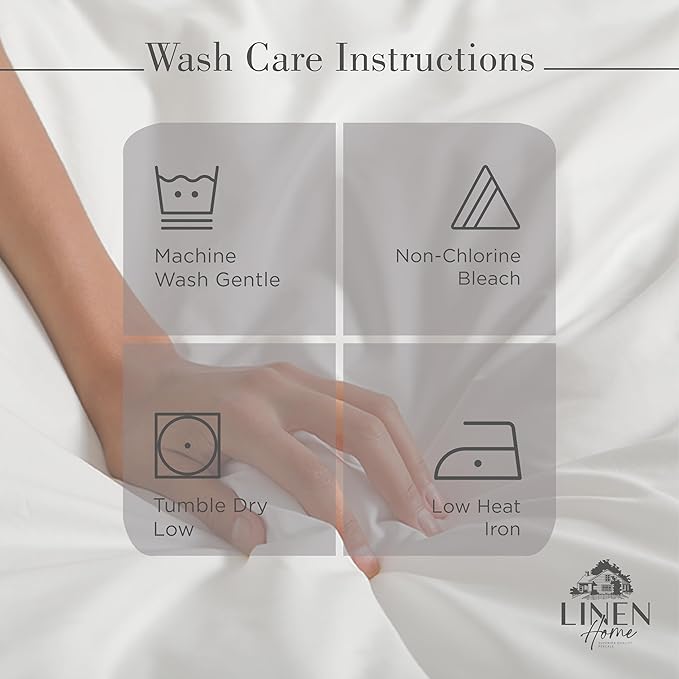 Linen Home 100% Cotton Percale Sheets California King Size, Charcoal, Deep Pocket, 4 Pieces Set - 1 Flat, 1 Deep Pocket Fitted Sheet and 2 Pillowcases, Crisp Cool and Strong Bed Linen